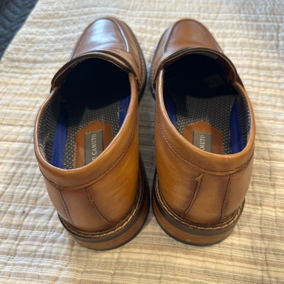 Vince Camuto VY-Layton Cognac Brown Leather Penny Loafers Men’s 8.5M Dress Shoes - Picture 2 of 9